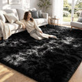 8x10 Area Rugs for Living Room: Soft Black Fluffy Rug Shag Washable Rug Plush Fuzzy Indoor Carpet for Bedroom Nursery Playroom Girls Boys Kids Room (Black, 8'x10')