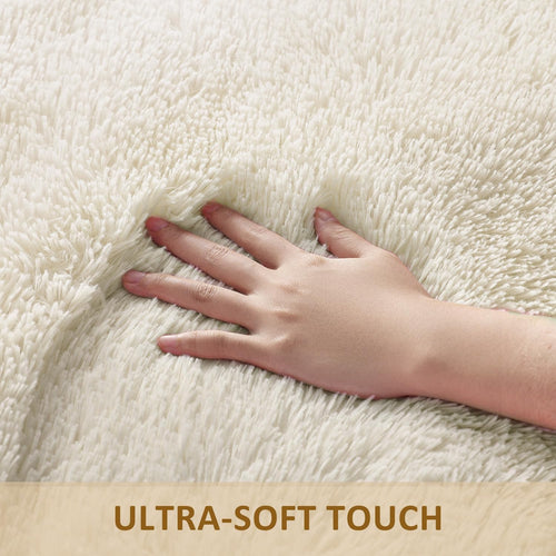 Area Rugs for Bedroom, Christmas Upgrade Non-Slip Ivory Fluffy Soft Shag Living Room Carpet, Indoor Floor 4x6 Fuzzy Shaggy Plush Nursery Rug for Kids Dorm Decor with Over 99 pcs Pile fibers