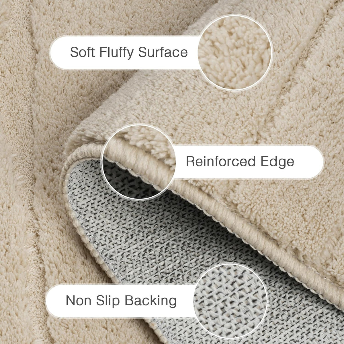 8x10 Area Rugs for Living Room, Fluffy Washable Rug for Bedroom, Beige