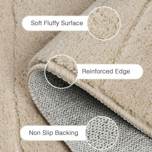 8x10 Area Rugs for Living Room, Fluffy Washable Rug for Bedroom, Beige