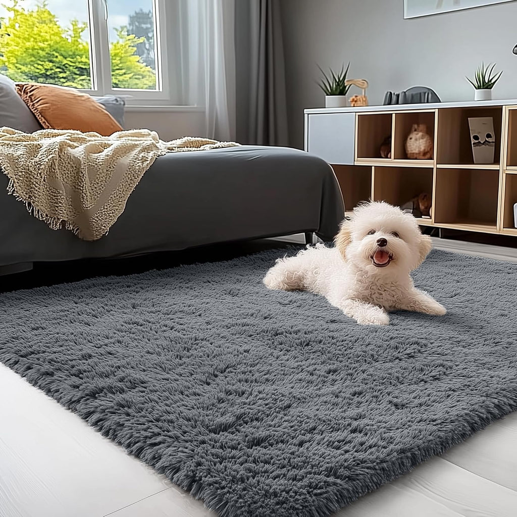 Area Rugs for Living Room Bedroom, Machine Washable 4x5.9 ft Soft Fluffy Shaggy Bedside Rug, Indoor Floor Carpet for Kids Girls and Boys, Dorms, Nursery Rooms, Home Decor Aesthetic