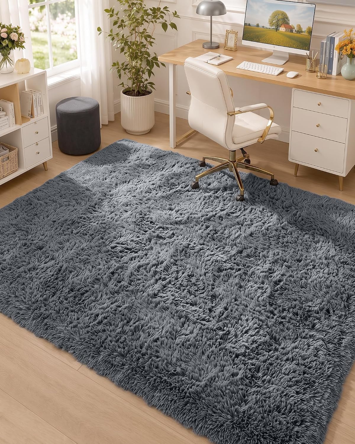 Area Rugs for Living Room Bedroom, Machine Washable 4x5.9 ft Soft Fluffy Shaggy Bedside Rug, Indoor Floor Carpet for Kids Girls and Boys, Dorms, Nursery Rooms, Home Decor Aesthetic
